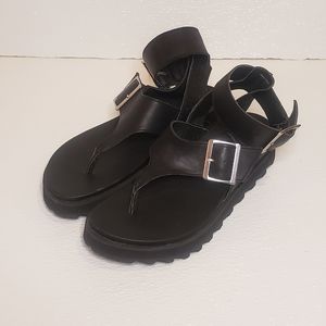 Sorel Black Sandals with Silver Buckle